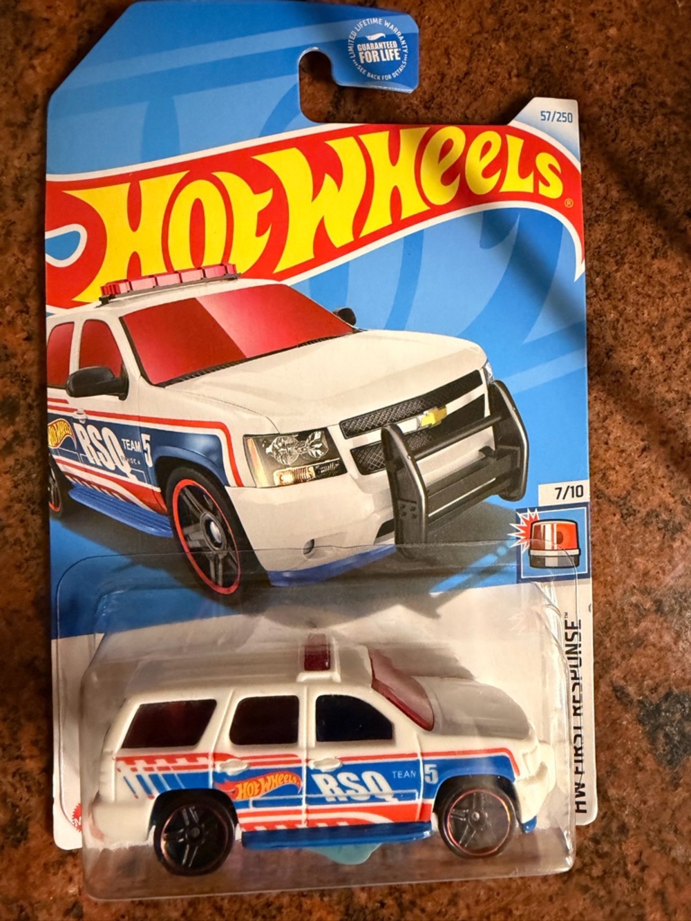 Mattel Hot Wheels White Rescue SUV with Red & Blue Graphics